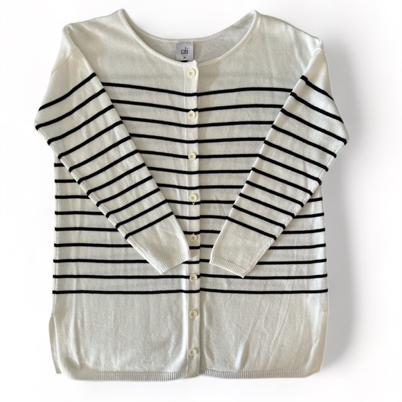 Cabi Turnabout Cardigan White and Black Striped Size XSmall Oversized/Reversible - Picture 8 of 14